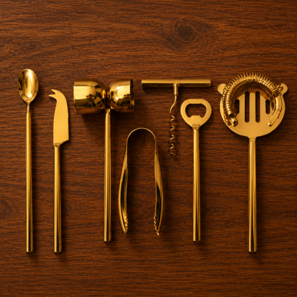 Premium Gold Cocktail Bar Tool Set | Stainless Steel Bar Accessories Kit