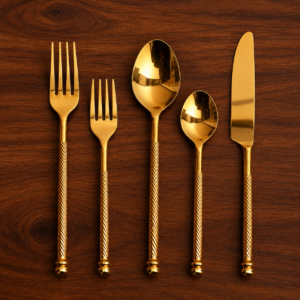 Luxury Gold Stainless Steel Cutlery Set | Premium Dining Flatware with Twisted Handles