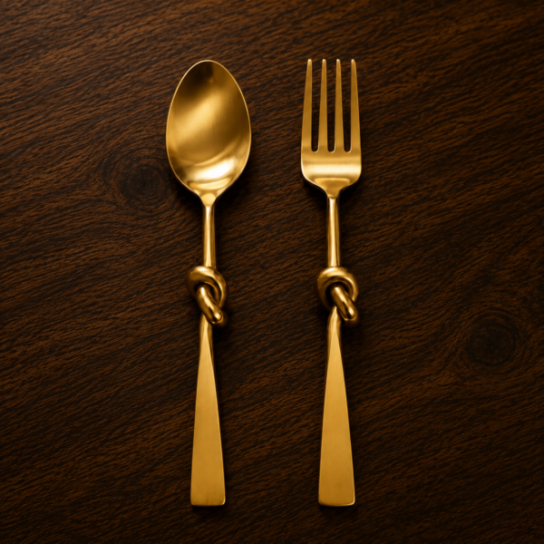 Luxury Gold Spoon & Fork Set | Premium Stainless Steel Dessert Cutlery