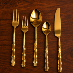Luxury Gold Stainless Steel Cutlery Set | Designer Flatware Set