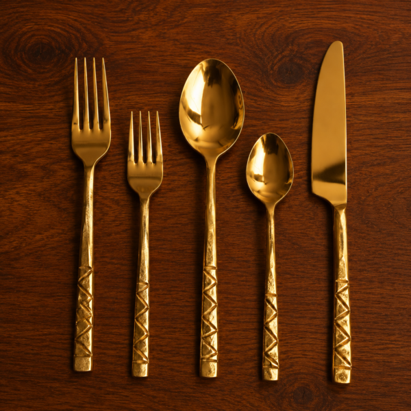 Luxury Gold Stainless Steel Cutlery Set | Designer Flatware Set