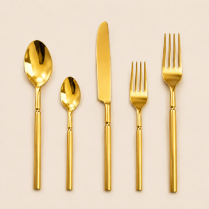 Luxury Gold Stainless Steel Cutlery Set | Modern Flatware Set