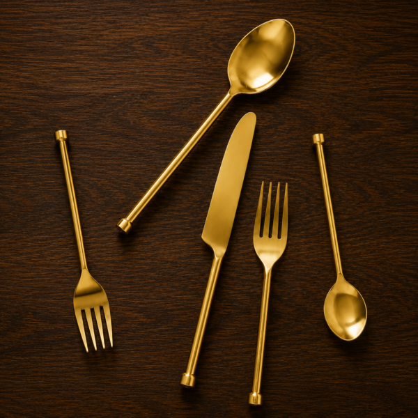Luxury Gold Stainless Steel Cutlery Set | Modern Flatware Collection