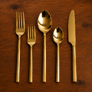 Luxury Gold Stainless Steel Cutlery Set | Modern Mirror Finish Flatware Set