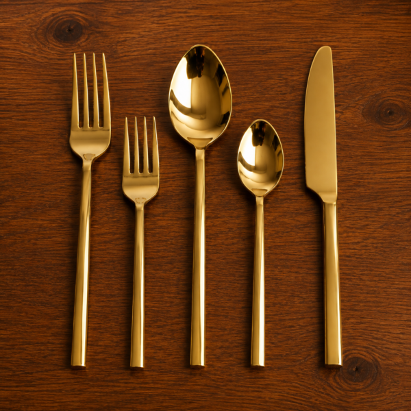 Luxury Gold Stainless Steel Cutlery Set | Modern Mirror Finish Flatware Set
