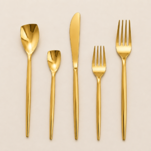 Luxury Gold Stainless Steel Cutlery Set | Modern Flatware Set