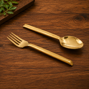 Luxury Gold Spoon & Fork Set | Premium Stainless Steel Dessert Cutlery Set