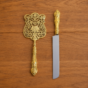 Brass Oberoi Design Cake Server and Knife