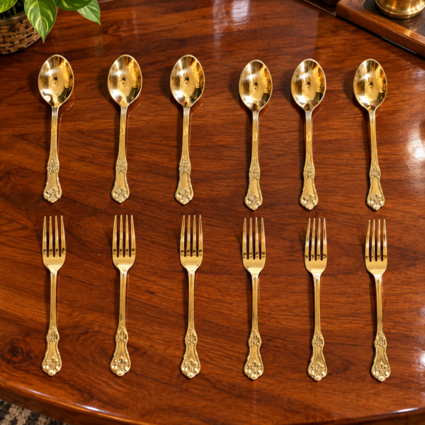 Brass King Design Dinner Spoon Fork Set of 12 Pcs