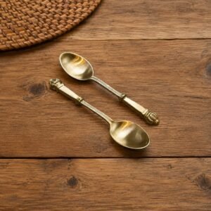 Vintage Gold Tea Spoon Set of 2, Elegant Decorative Coffee & Dessert Spoons