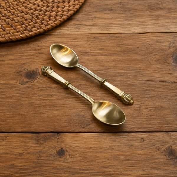 Vintage Gold Tea Spoon Set of 2, Elegant Decorative Coffee & Dessert Spoons