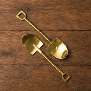 Golden Metal Cake Server Set of 2, Elegant Cake Serving Spatula & Cutter
