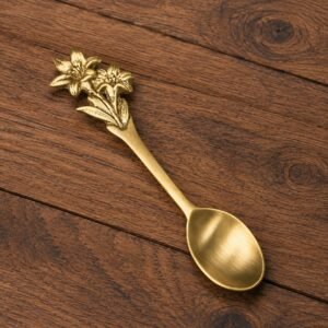 Golden Floral Design Tea Spoon, Elegant Decorative Coffee & Dessert Spoon