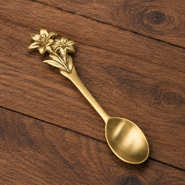 Golden Floral Design Tea Spoon, Elegant Decorative Coffee & Dessert Spoon